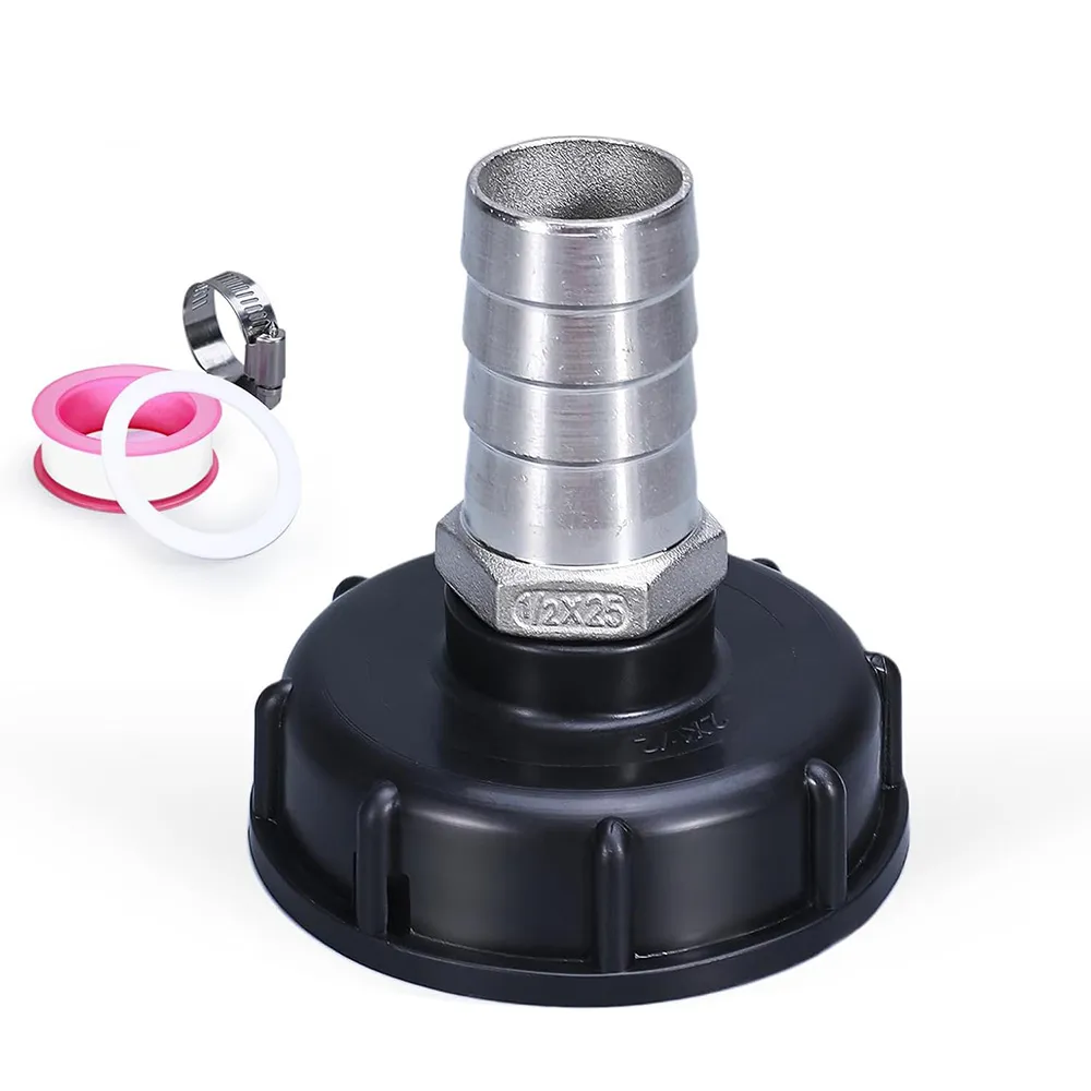 Koblingsadapter til IBC-tank S60x6mm til 25mm slangekobling i rustfrit stål
