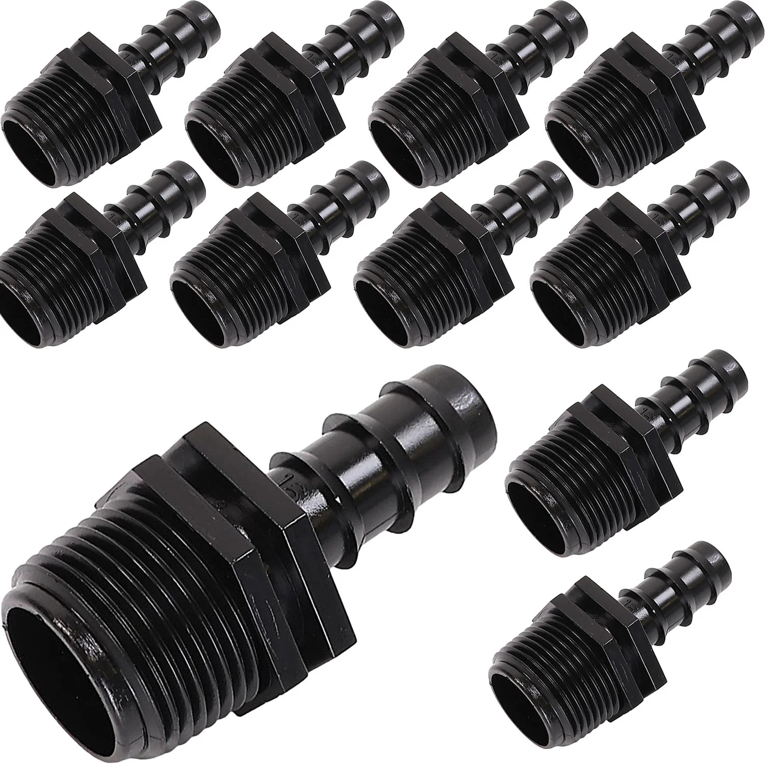 Koblingsstykker for legging av vannrør 16 mm med 3/4" utvendig gjenge x10