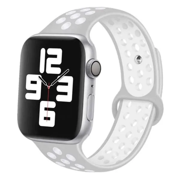 Apple Watch 42/44/45/49 kompatible armbånd silikon sportsarmbånd grå hvitt