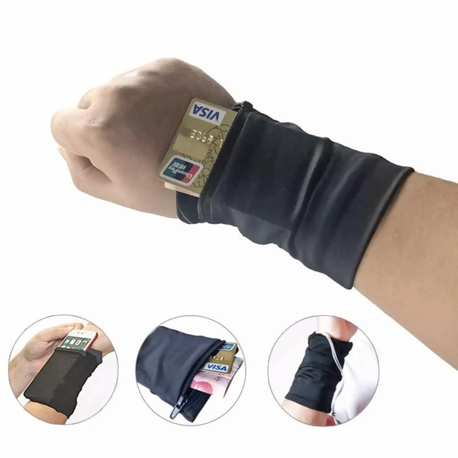 Sportsarmbånd med Lomme / Armbånd for Mobil, nøkler, penger m.m.