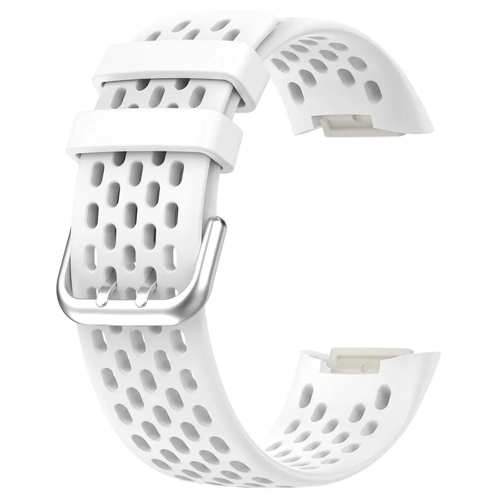 Fitbit Charge 6 / Charge 5 erstatningsarmbånd for smartklokkearmbånd i pustende silikon - Hvit