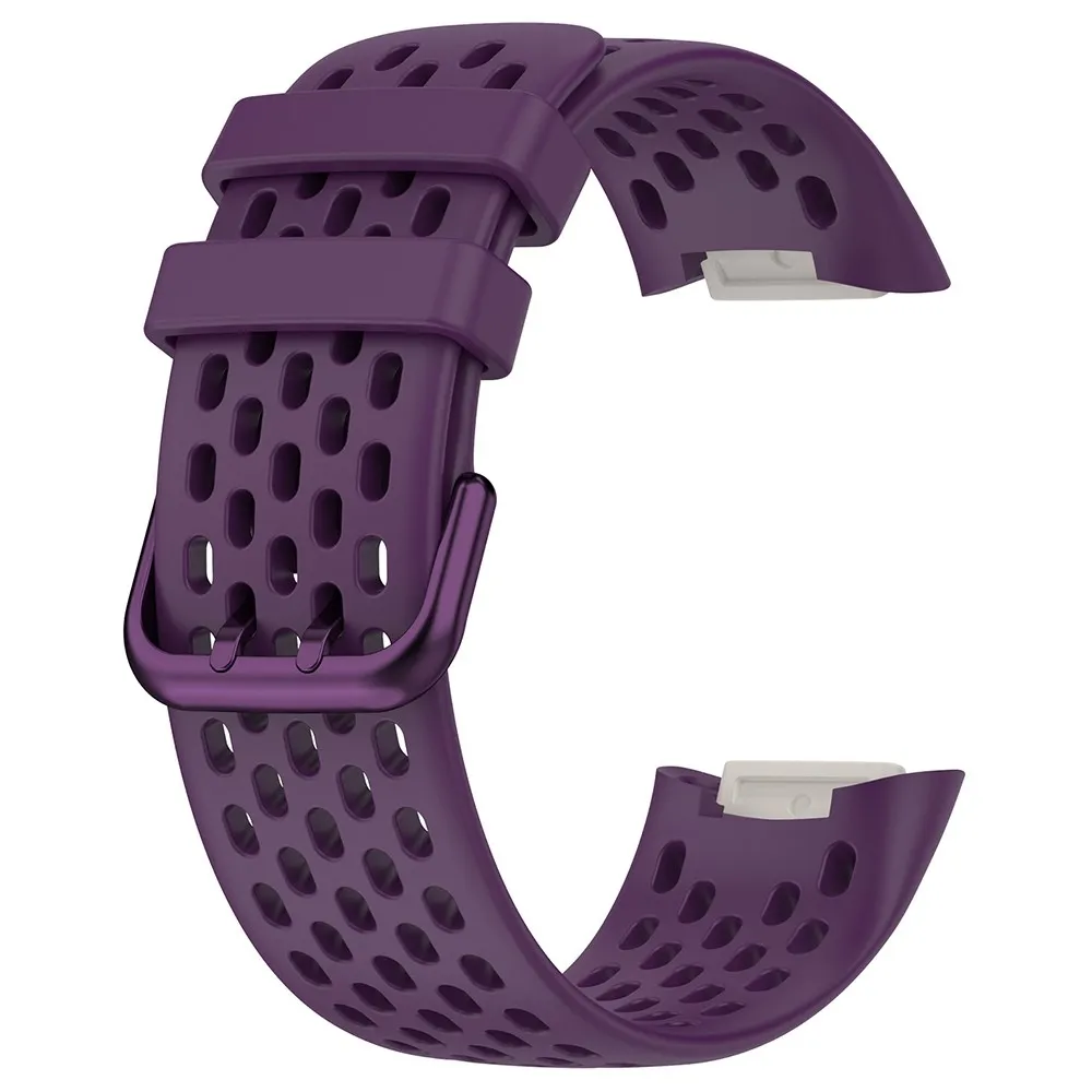 Fitbit Charge 6 / Charge 5 erstatningsarmbånd for smartklokkearmbånd i pustende silikon - Mørkelilla