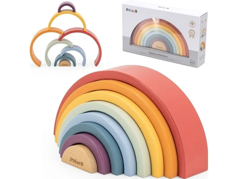 Viga Toys VIGA PolarB trekonstruksjon regnbueklosser Kreativ Montessori