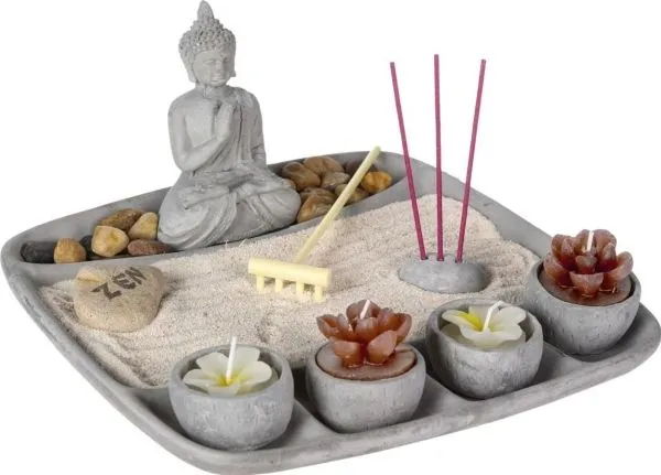 Atmosphera Zen Garden med Buddha-figur 23x23 cm