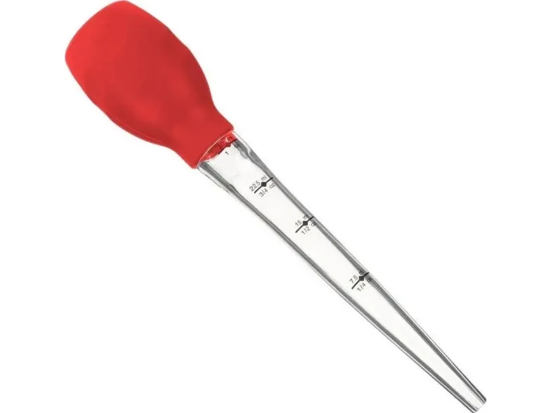 Secret de Gourmet pipette til matlaging, glass med silikonhåndtak, rød