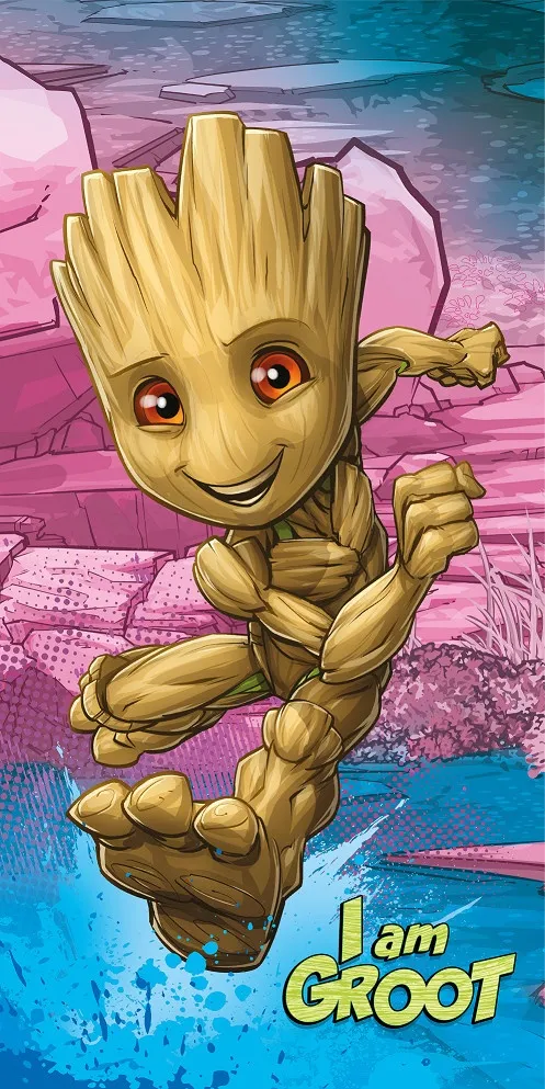 Badehåndkle \"I am Groot\" fra Guardians of the Galaxy, strandhåndkle 70x140 cm