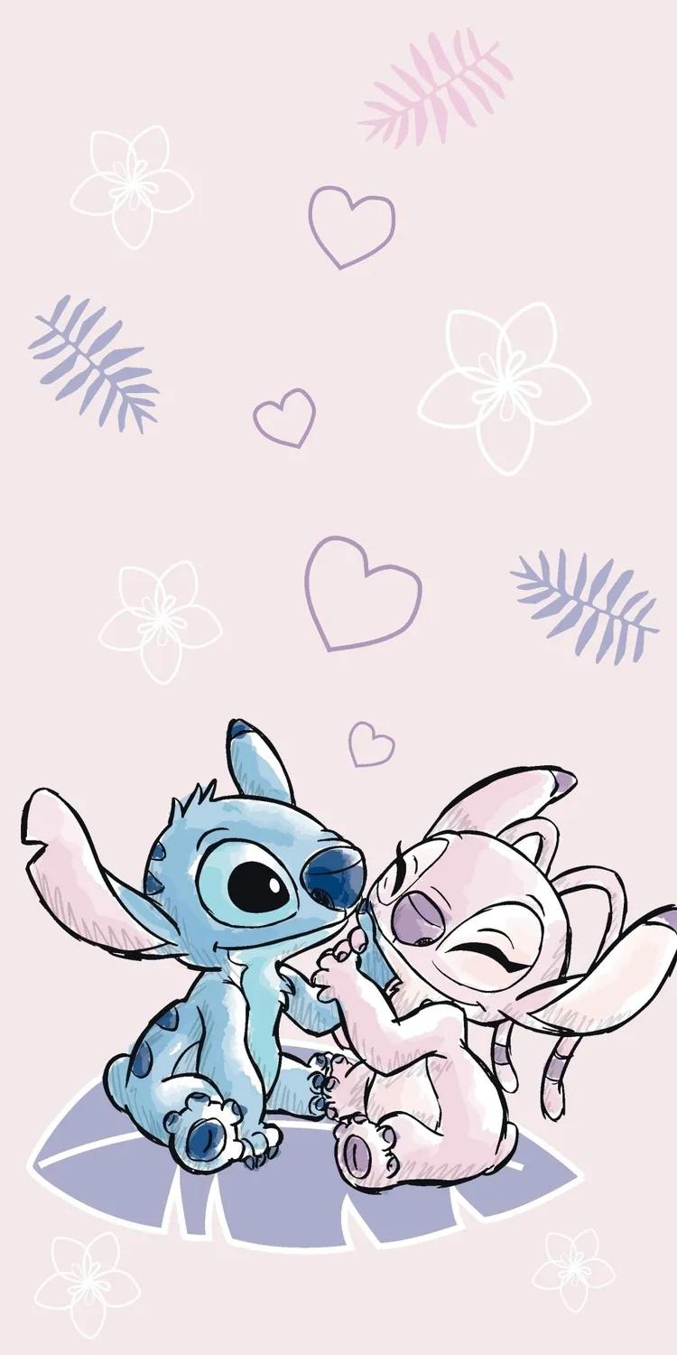 Disney Lilo og Stitch Rosa Badehåndkle, Strandhåndkle 70x140 cm