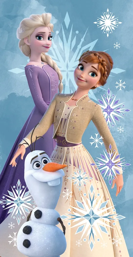 Disney Frozen badehåndkle med Olaf og søstrene, strandhåndkle 70x140 cm