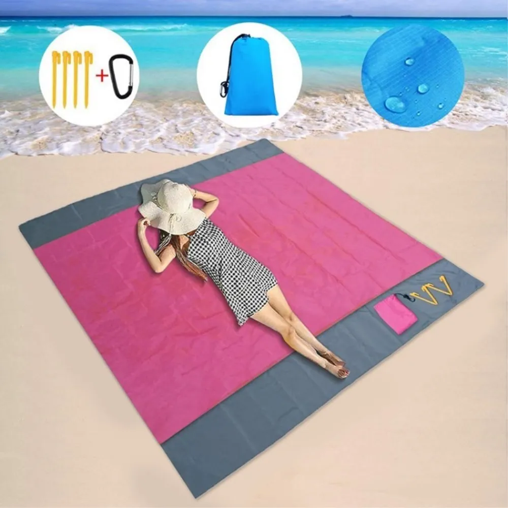 Stort strandteppe 210x200cm sandtett vanntett lett utendørs teppe Rose