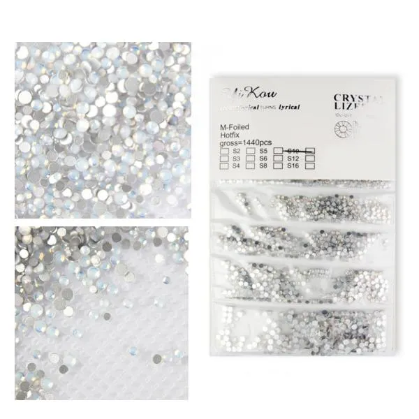 1440 stk Zirkonsteiner - Hvit opalblanding - Rhinestones negldekorasjoner