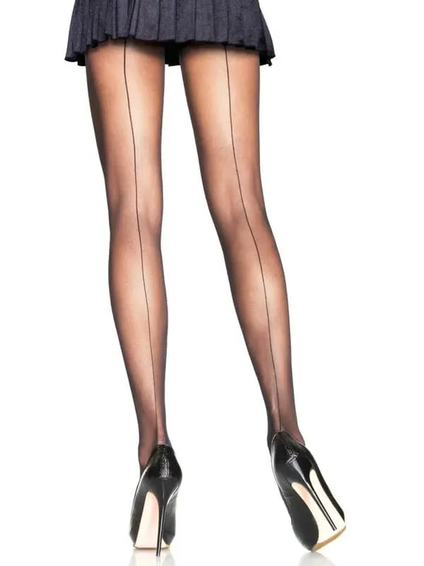 Backseam Sheer Pantyhose Black Strømpebukser