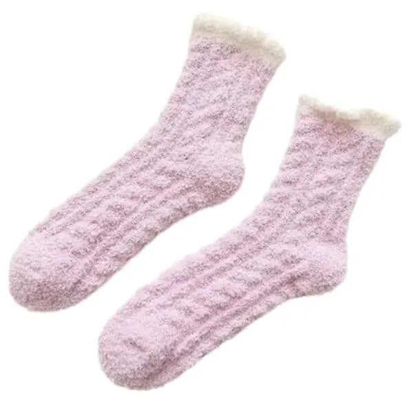 Furry sokker - plysj hot fleece rosa