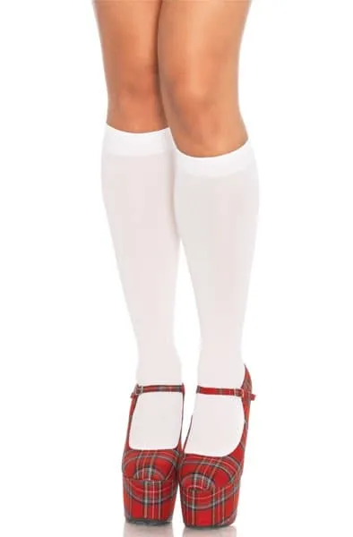 Leg Avenue Nylon Knee Highs White