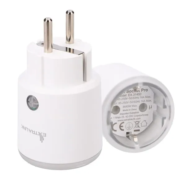 Smartplugg med Zigbee, energimåling og stemmestyring, 16A, kompatibel med HomeKit og Tuya