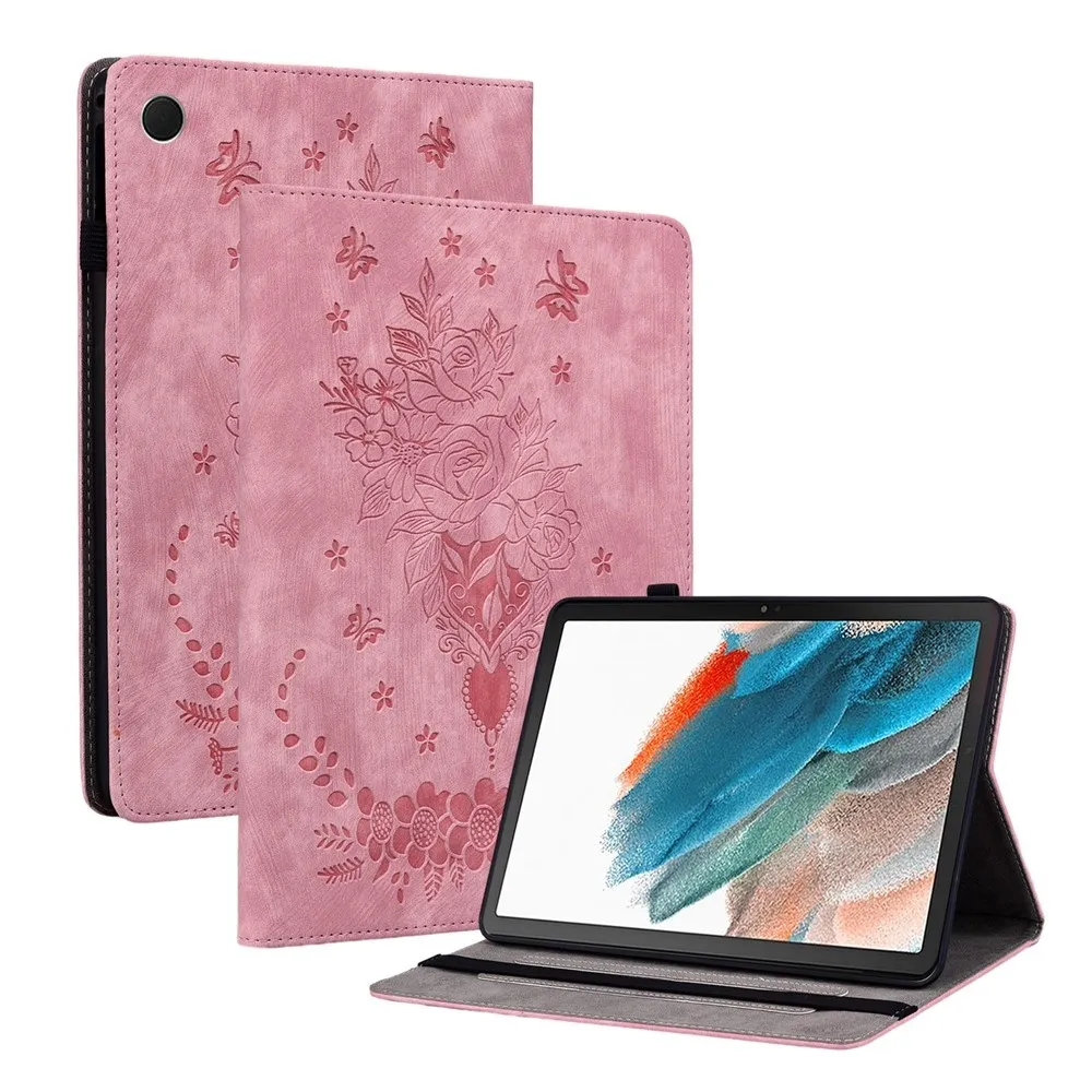 Til Samsung Galaxy Tab A11+ Deksel Med Roseblomst Preging - Rosa