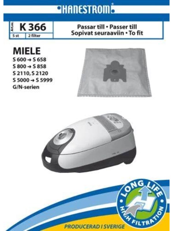 hanestroem Vacuum Cleaner Bags K366 - 5 pcs