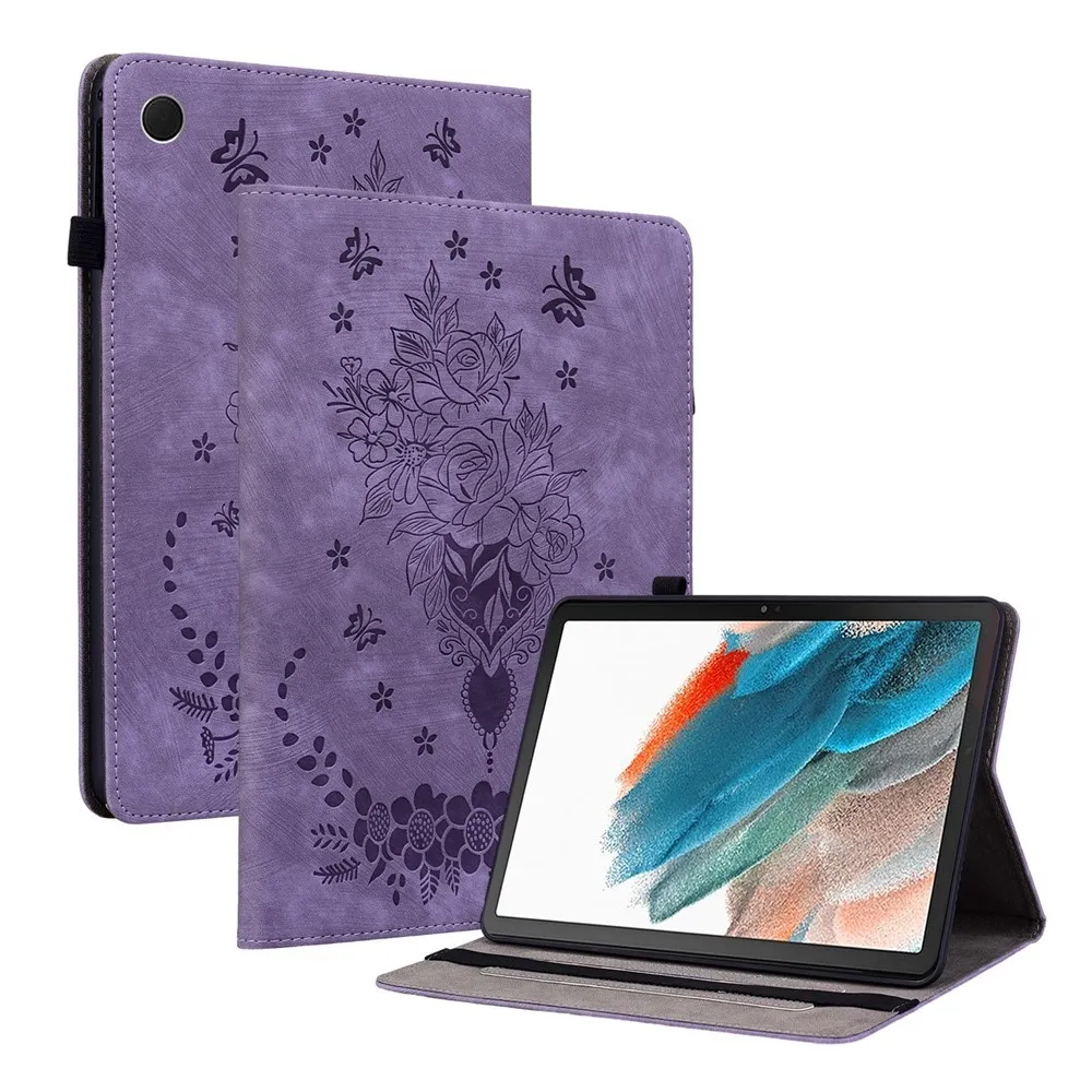 Til Samsung Galaxy Tab A11+ Deksel Med Roseblomst Preging - Lilla