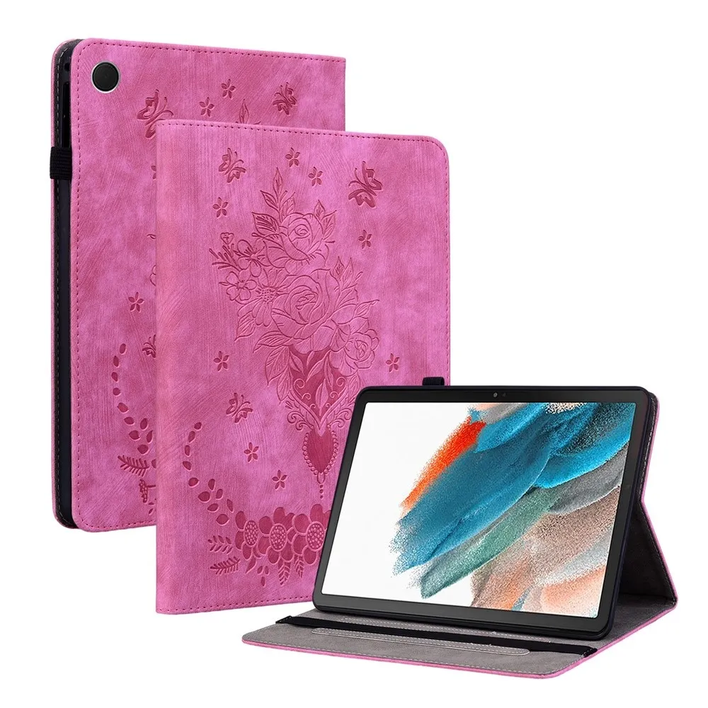 Til Samsung Galaxy Tab A11 Deksel Med Roseblomst Preging - Rose