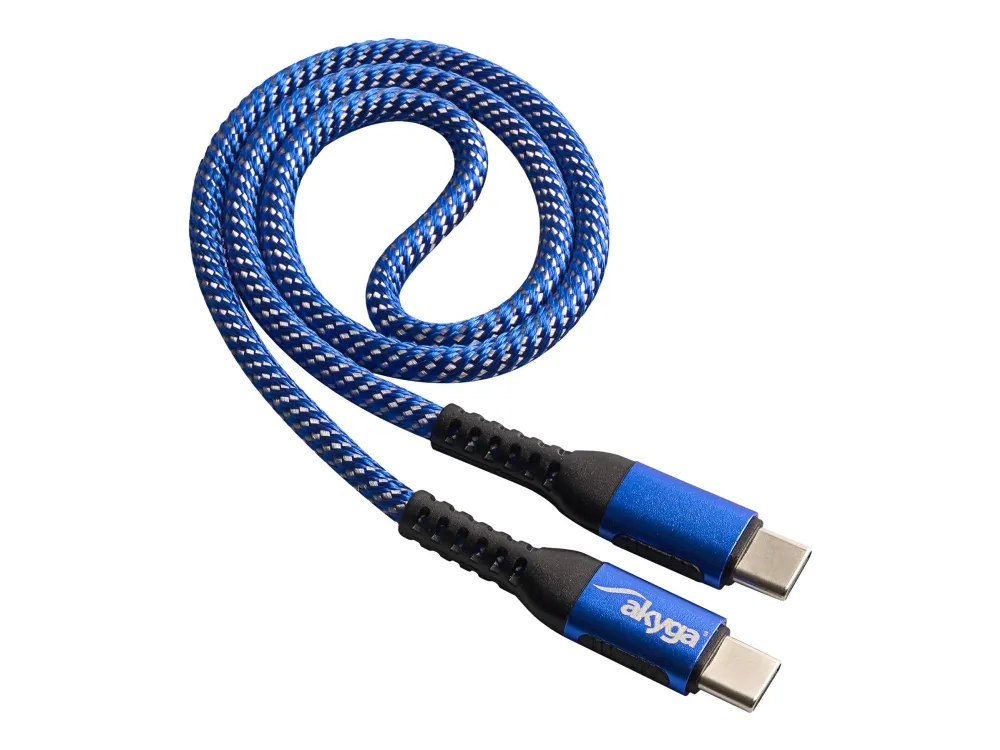 Akyga AK-USB-36 - USB-kabel - USB-C (hann) til USB-C (hann) - USB 2.0 - 20 V - 5 A - 50 cm - USB Power Delivery (100 W) - blå