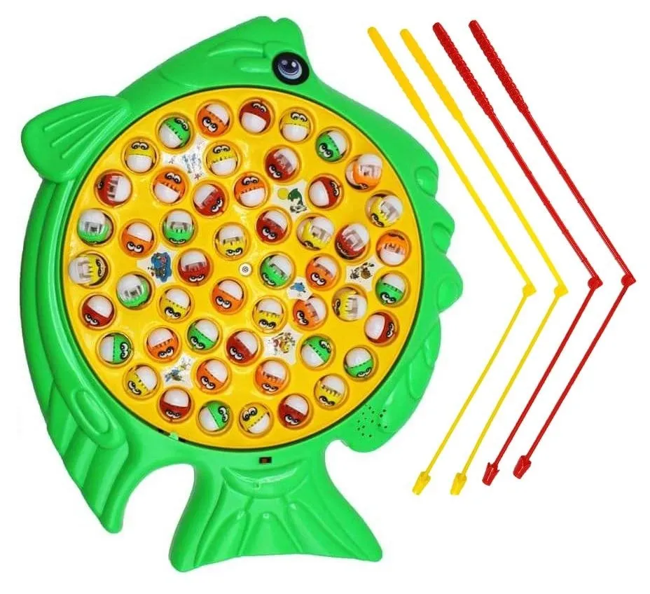 Stort fiskespill med 50 fisker og 4 spillere. Selskapsspill