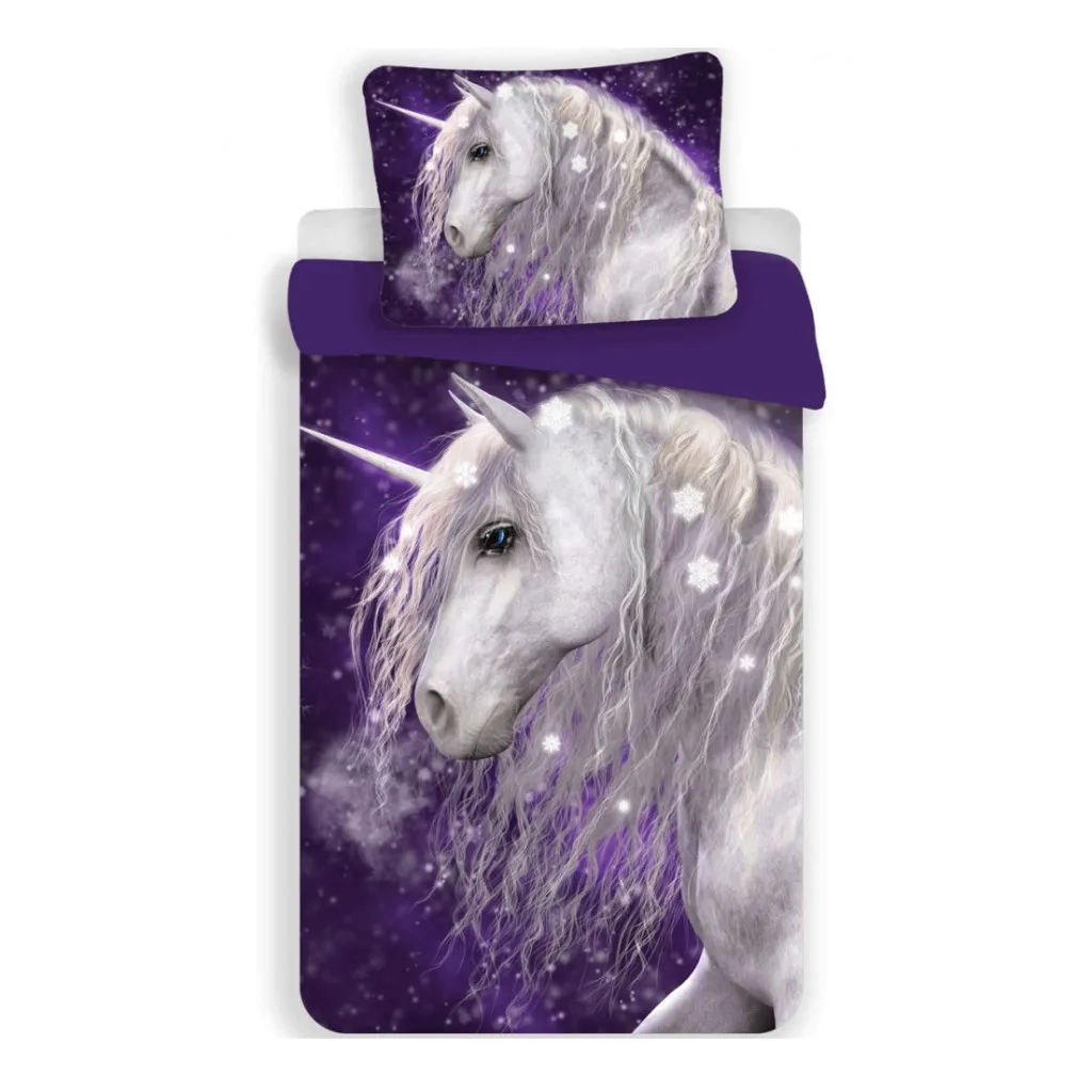 Unicorn Lila Barnesengesett 100×135 cm, 40×60 cm - Mykt og Fargerikt Sengetøy for Barn