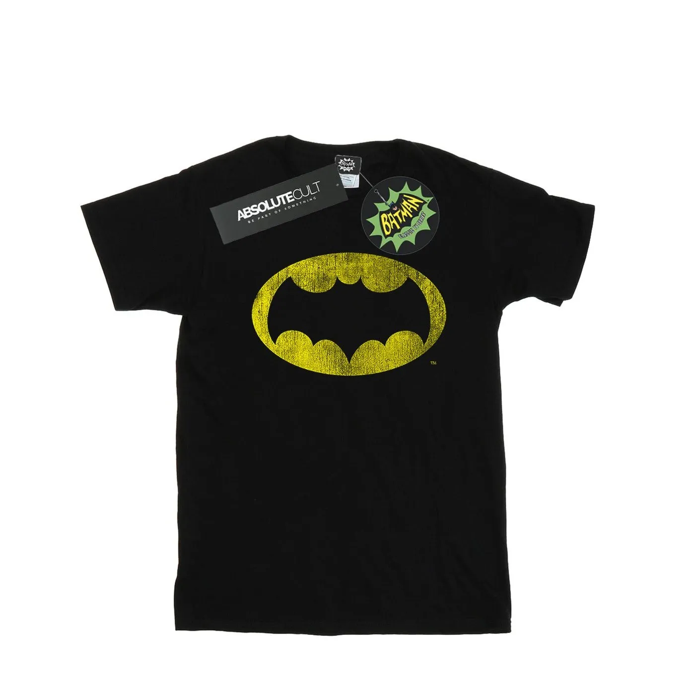 DC Comics Mens Batman TV Series Distressed Logo T-Shirt