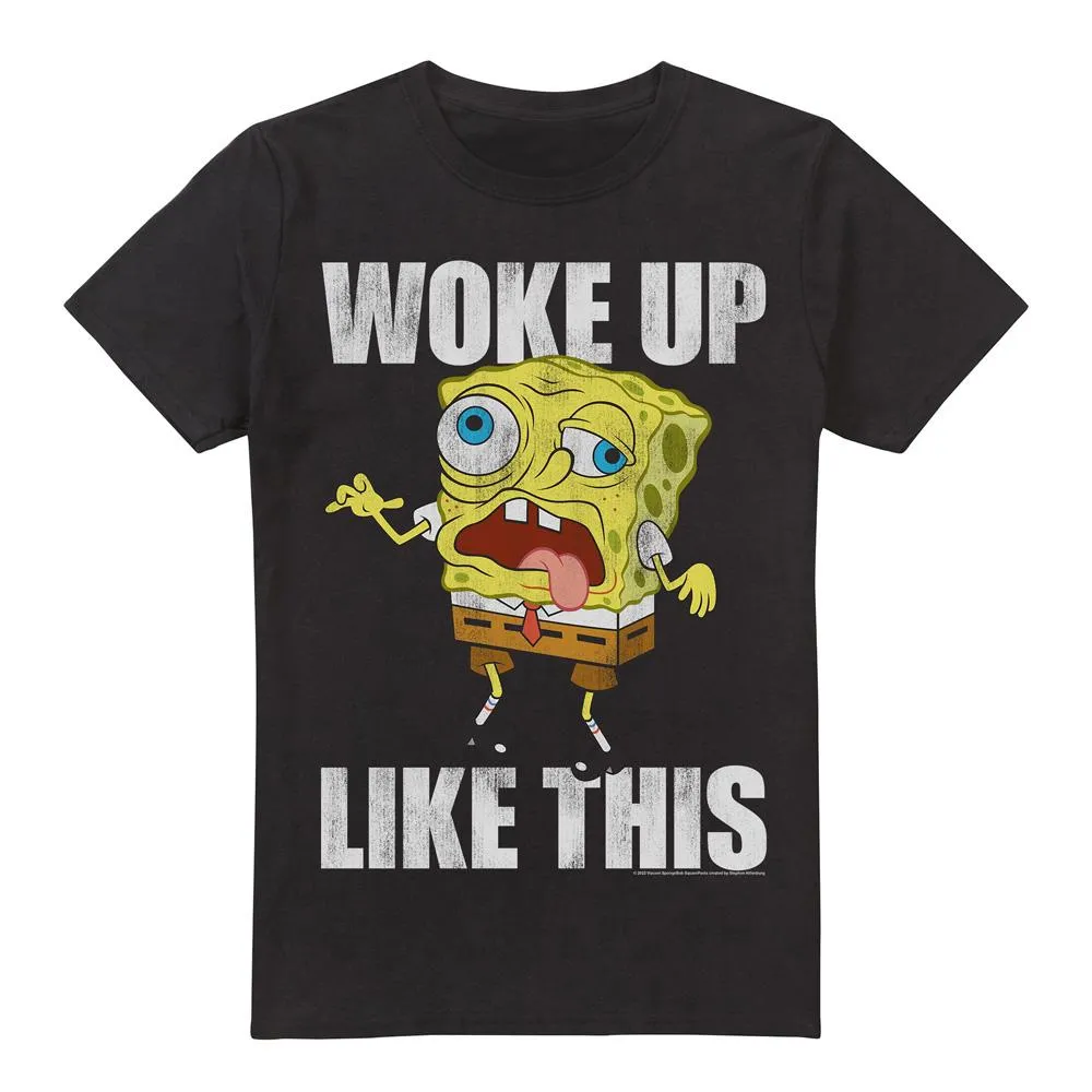 SpongeBob SquarePants Mens Woke Up Like This Meme T-Shirt