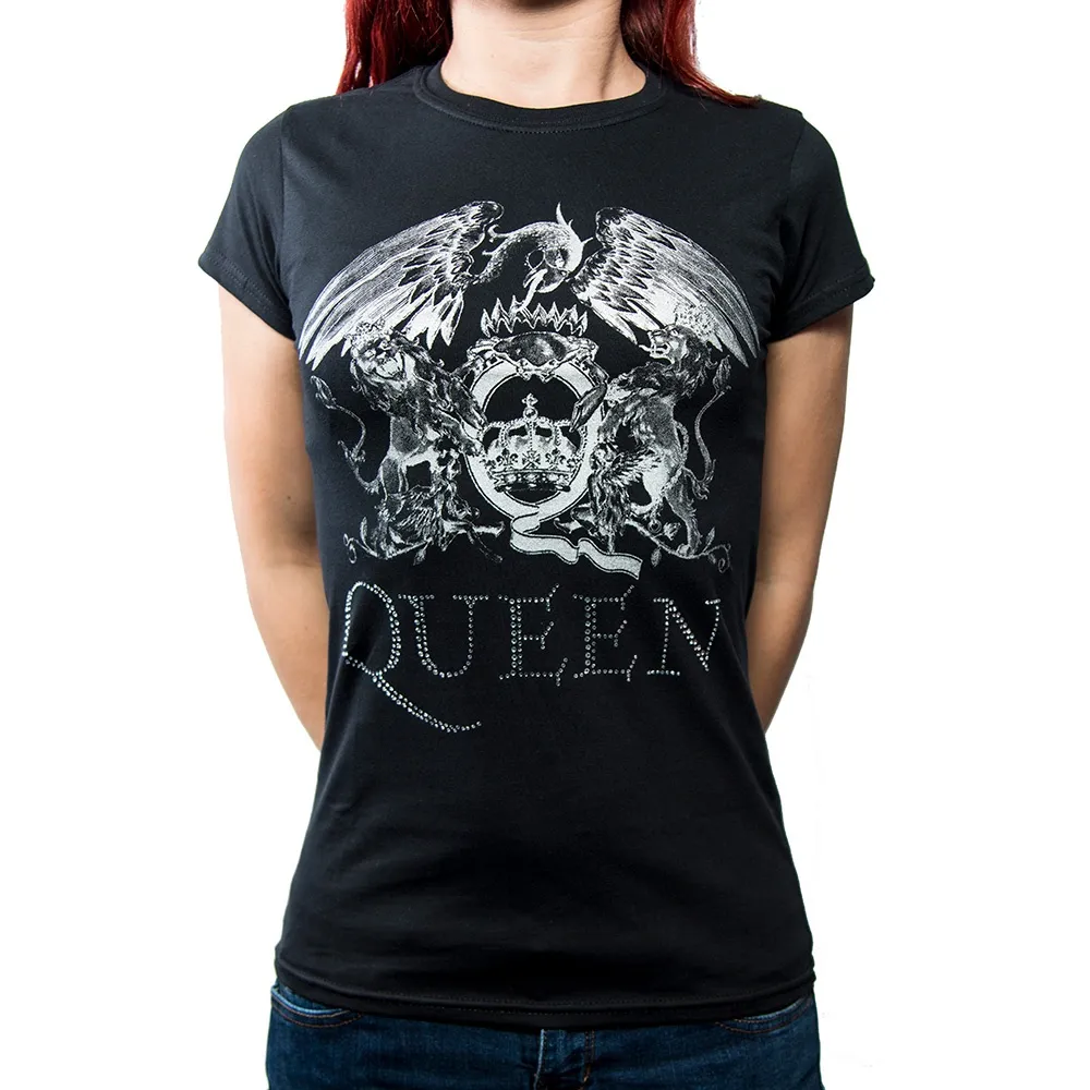 Queen Ladies Fashion Tee: Logo (Diamante) (X-Large)