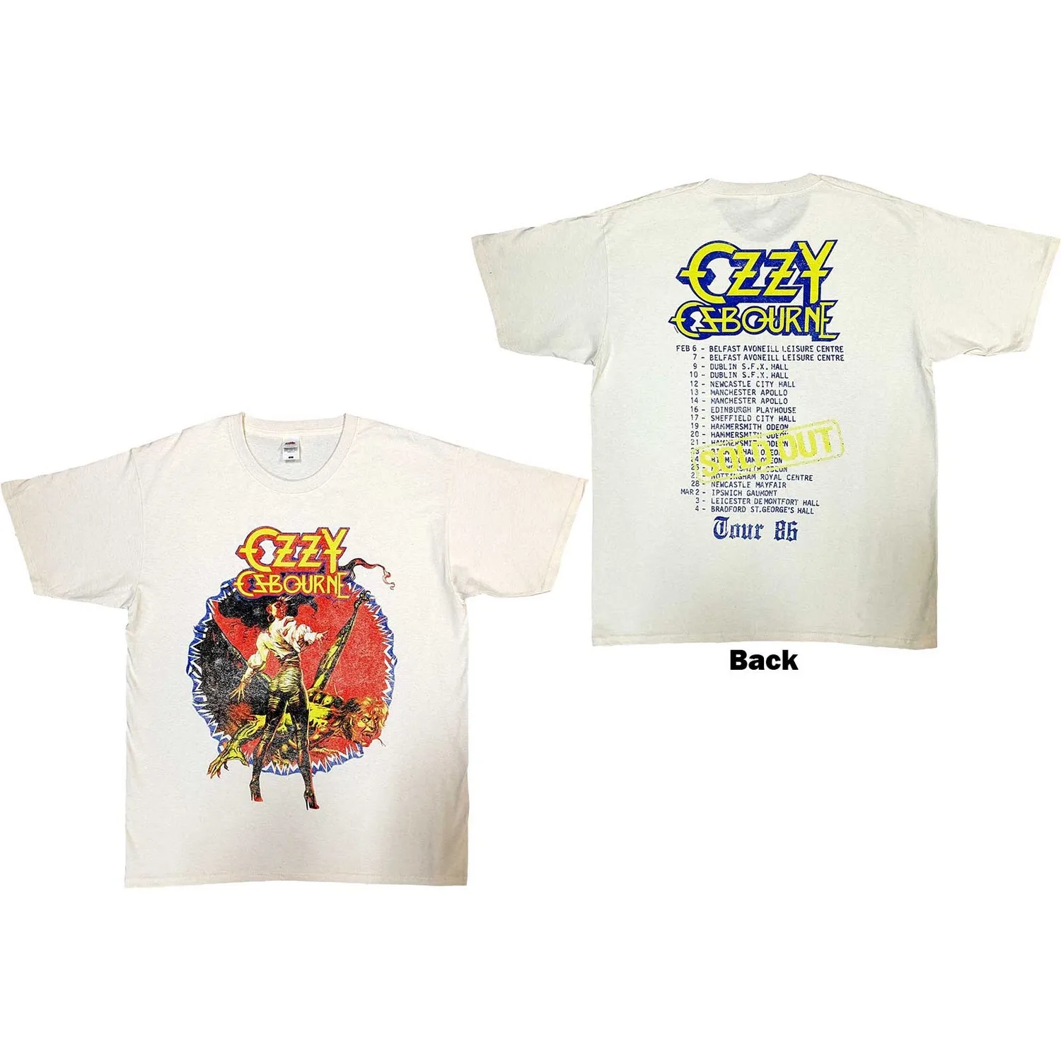 Ozzy Osbourne Unisex T-skjorte: The Ultimate Sin Tour '86 (Baktrykk) (X-Large)