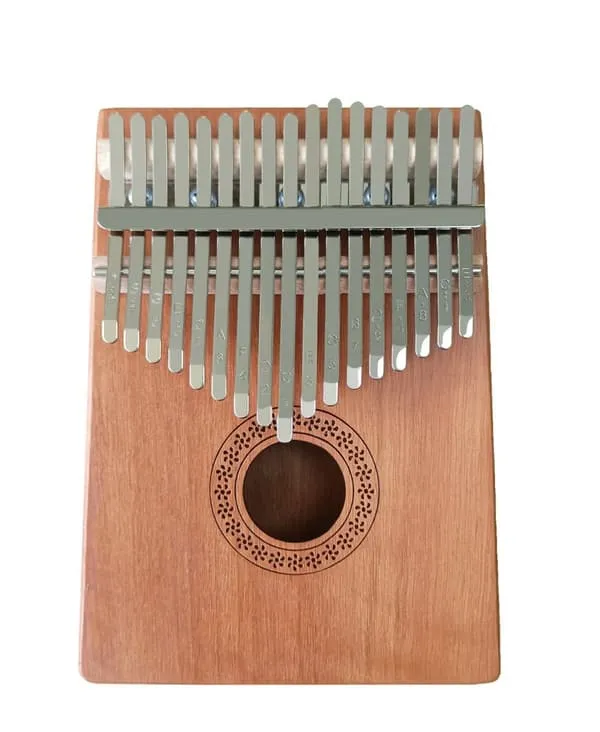 17-tangenters Kalimba tommelfingerpiano av mahognitre i mørkebrun farge - for underholdende musikkskaping på veien eller hjemme