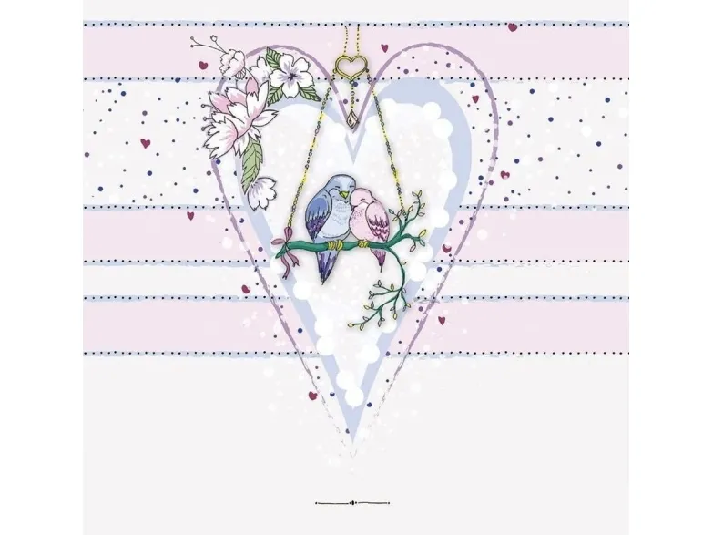 Clear Creation Karnet Swarovski kvadrat fugler i hjertet (CL0224)