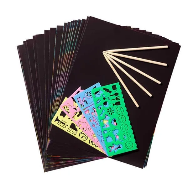 Rainbow Scratch Art Paper med verktøy - 50 papirer