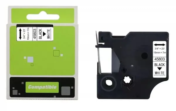Dymo erstatning Casse Roll | 45803 | Svart tekst - hvit tape
