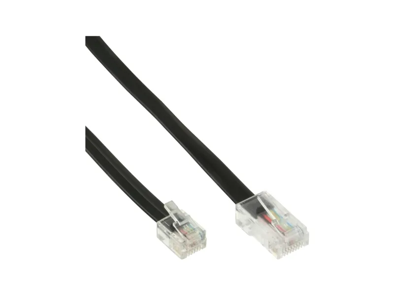 InLine 18648, 10 m, RJ45, RJ12, Sort, Hankjønn, Hankjønn