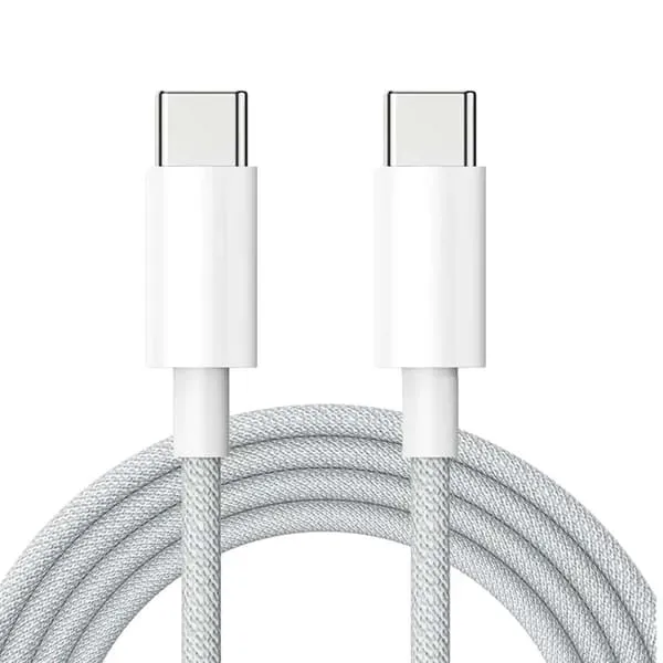 Tålig Flettet 60W USB-C Laderkabel 3m, Hvit