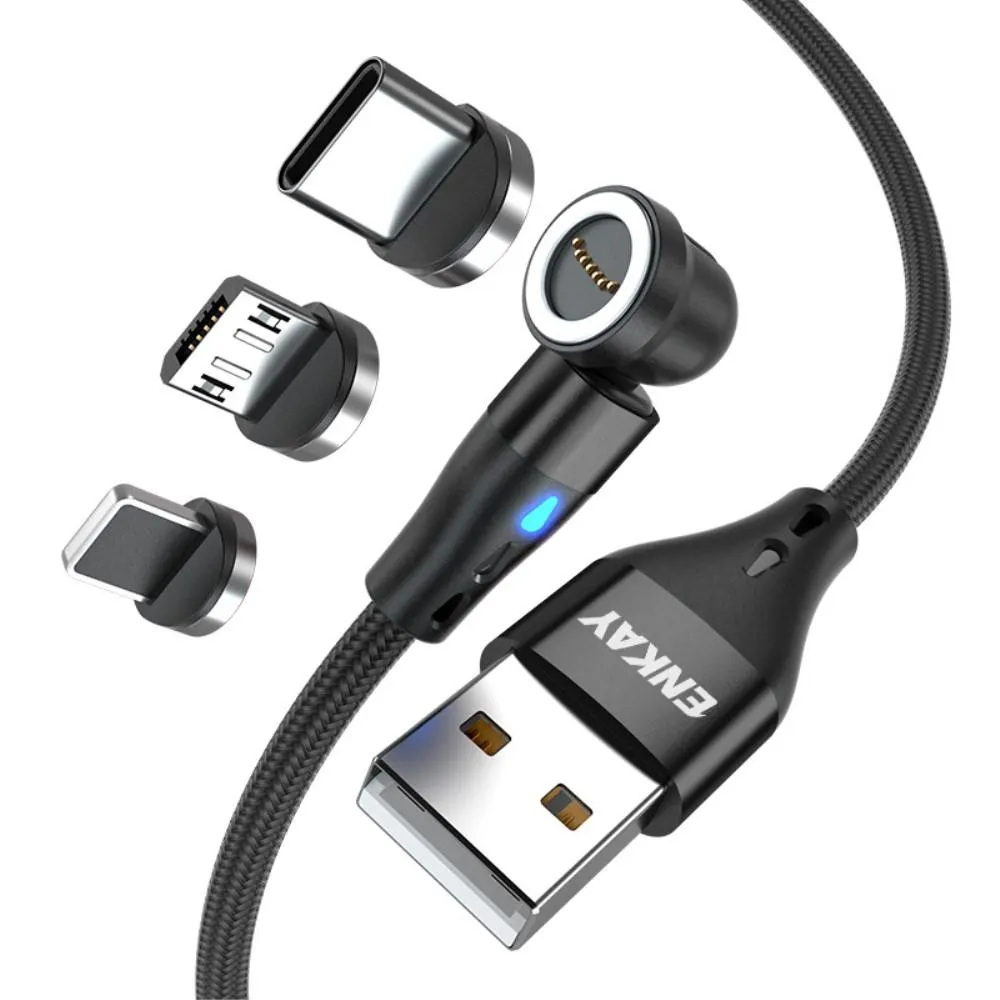 1m 3A ladekabel 3 - i - 1 magnetisk USB til lyn/Type - C/Micro USB