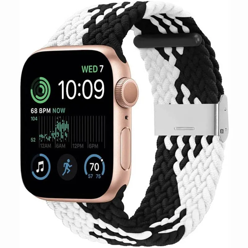 Flettet klokkereim til Apple Watch SE 2022 (44mm) - Blackwhite