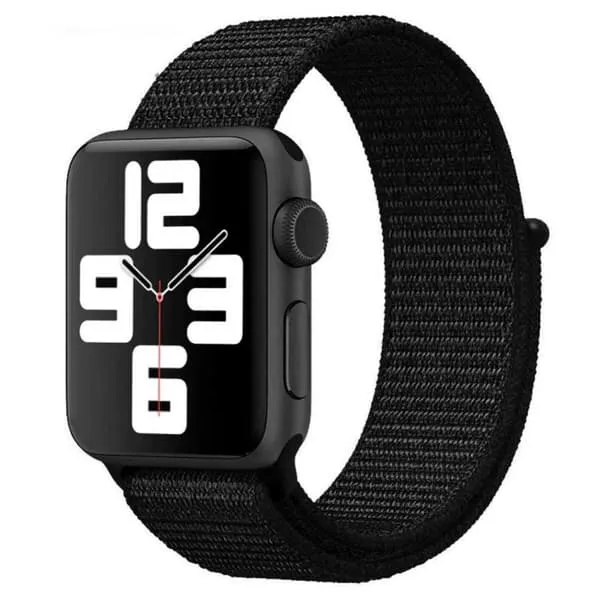 Apple Watch 42/44/45/49 Kompatible nylonarmbånd Sportloop borrelåsbånd svart