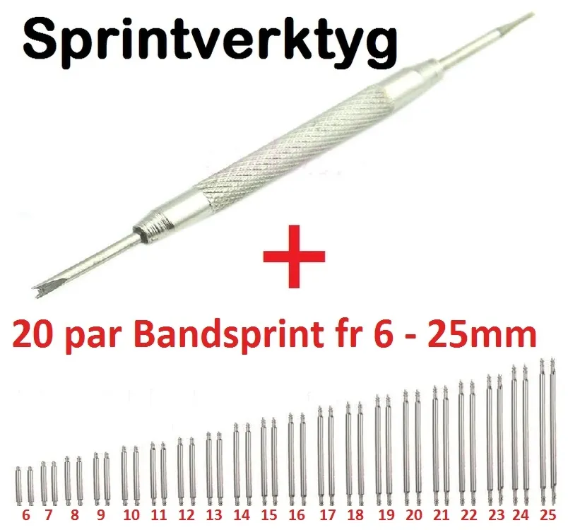 Stål Sprintverktøy og 20 par båndsprint fra 6mm-25mm