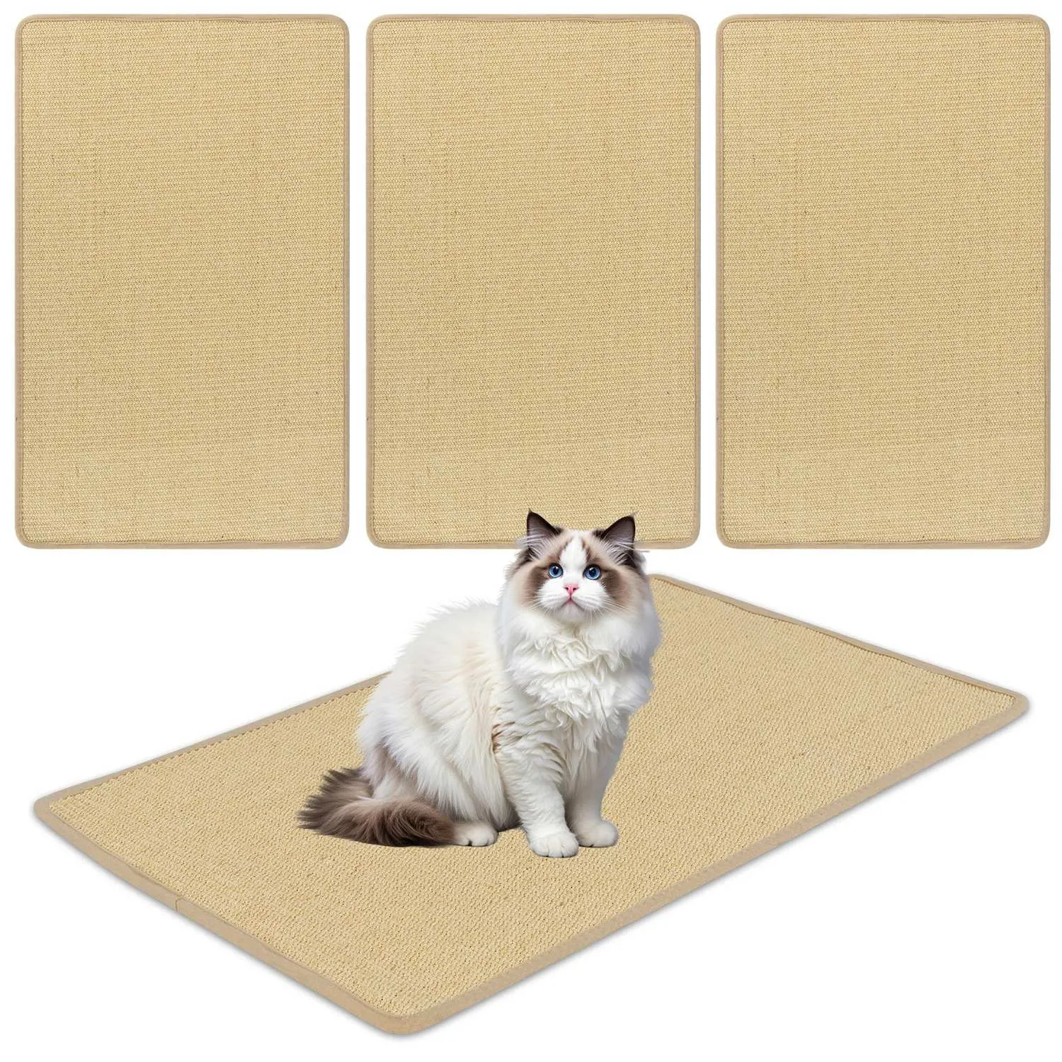 Cat Scratching Matts, 2-Pack, 80x50 cm Sisal, selvklebende