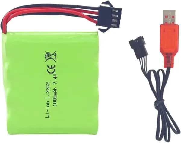 1 stk oppladbart 7.4V 1000mah SM-4P med USB-ladekabel for DE36W DE65 NO.1809 RC - Tilbehør til Fjernstyrte Leker batteri