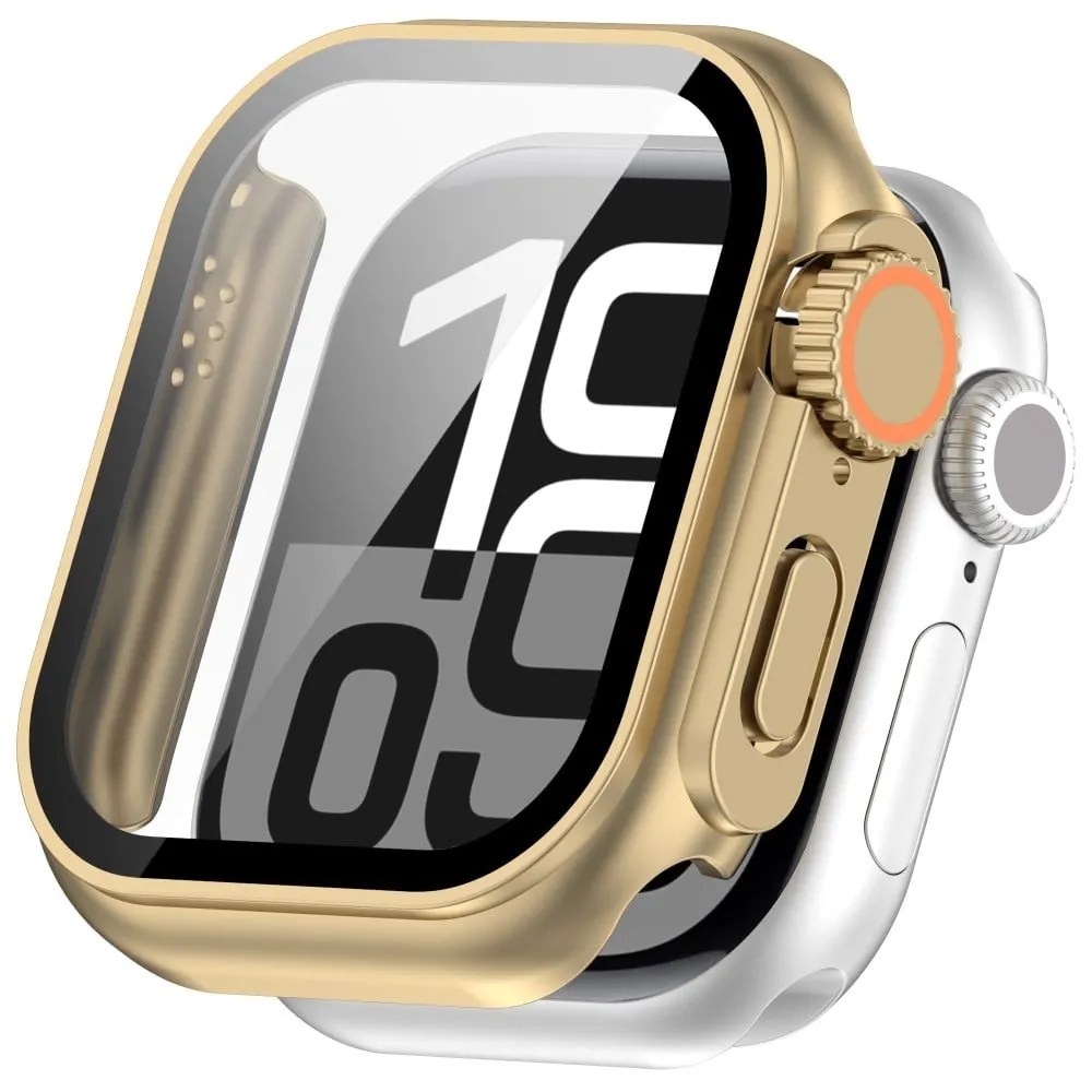 Apple Watch Series 10 42 mm beskyttelsesveske Instant Transformation Ultra 2 Hardt støtsikkert urdeksel med skjermfilm i herdet glass - Champagne-Gull