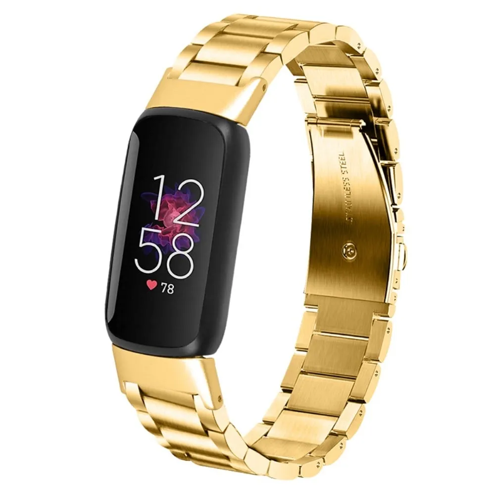 Fitbit Luxe klokkerem med tre perler i rustfritt stål - Gull