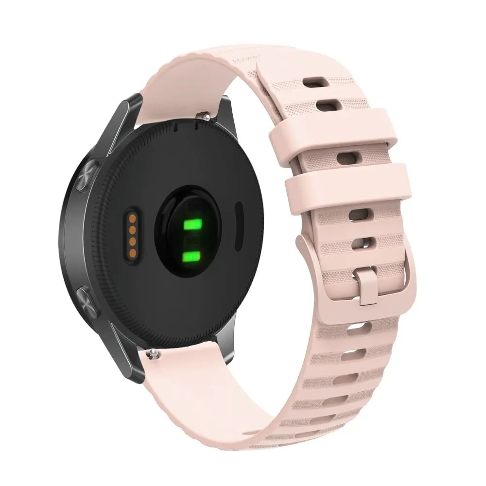 18 mm klokkerem i silikon i bølgekornstil for Garmin-klokke - Rosa Rose