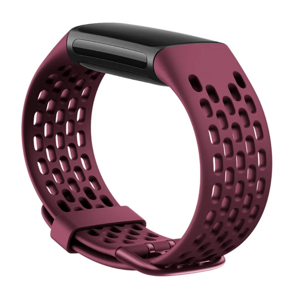 Fitbit Charge 5 klokkerem i silikon med hull - Vinrød