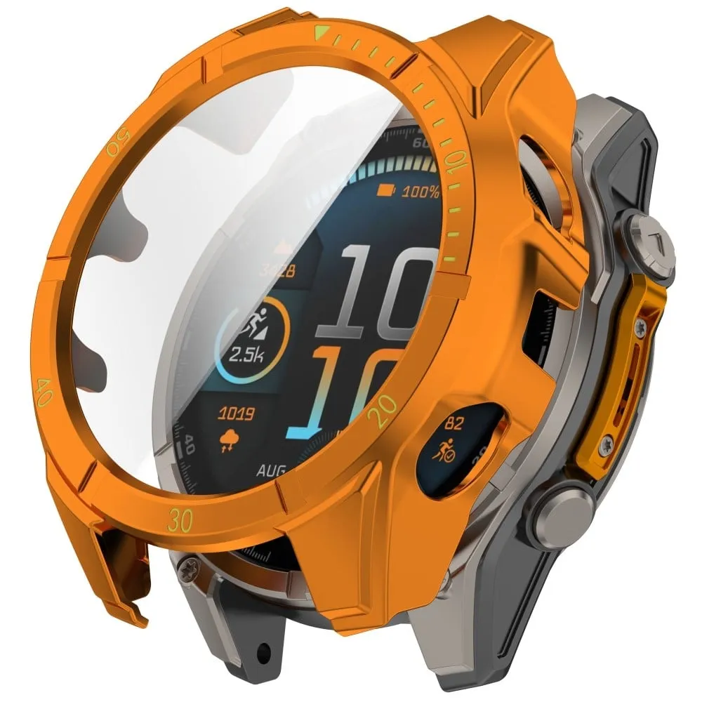 Garmin Fenix 8 43 mm klokkeveske med PC-ramme og skjermfilm i herdet glass - Oransje + Grønn