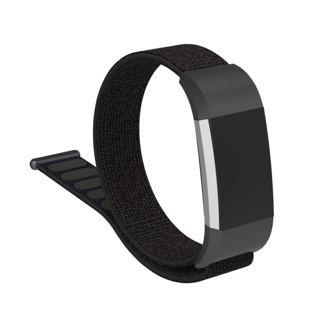 Fitbit Charge 2 klokkereim av nylon med borrelås - matt svart