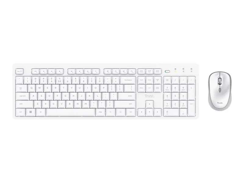 Trust Ody II - Tastatur- og mussett - stille - full size - trådløs - QWERTY - amerikansk engelsk - hvit