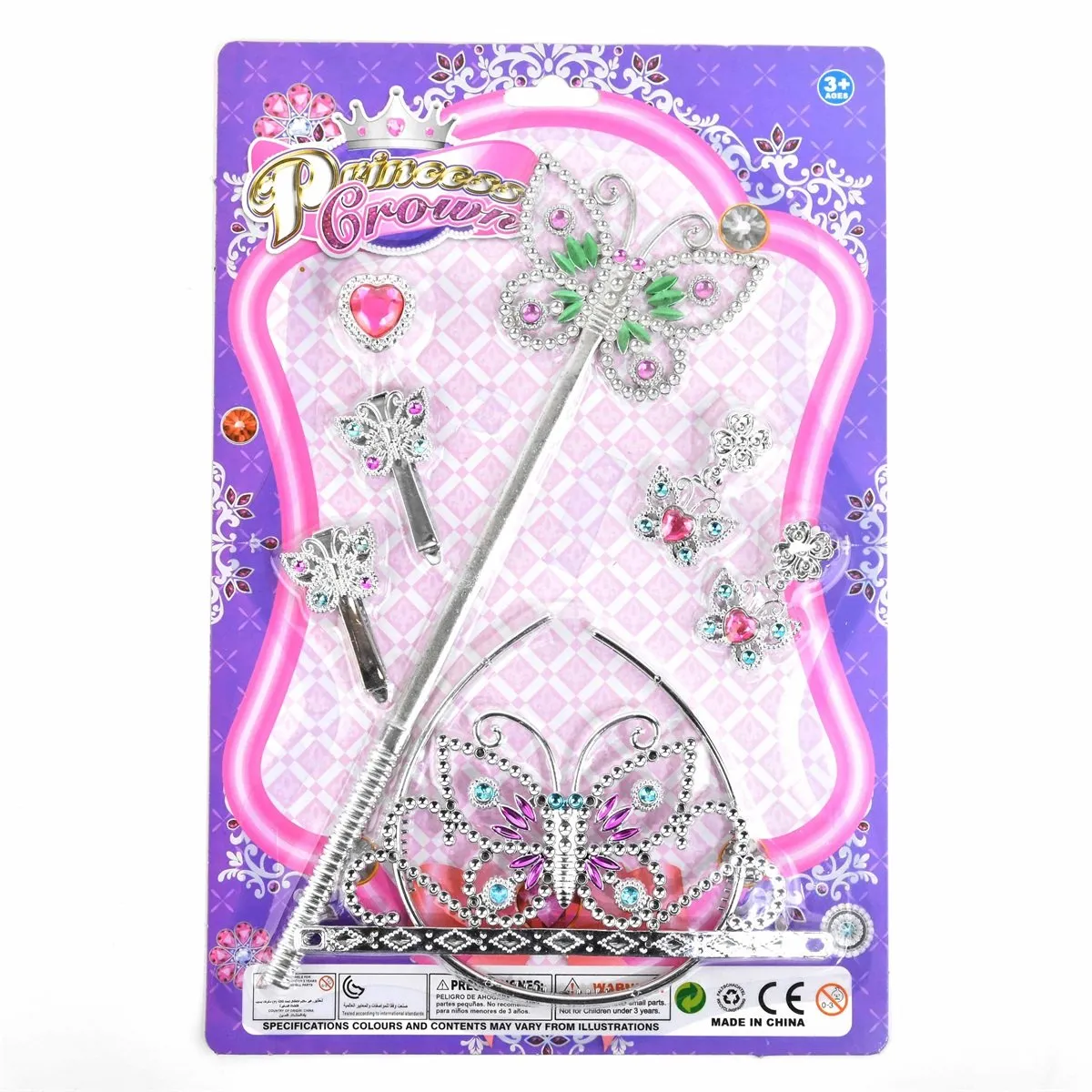 Prinsessekrone Sett for Barn / Tiara / Diadem - 7 deler