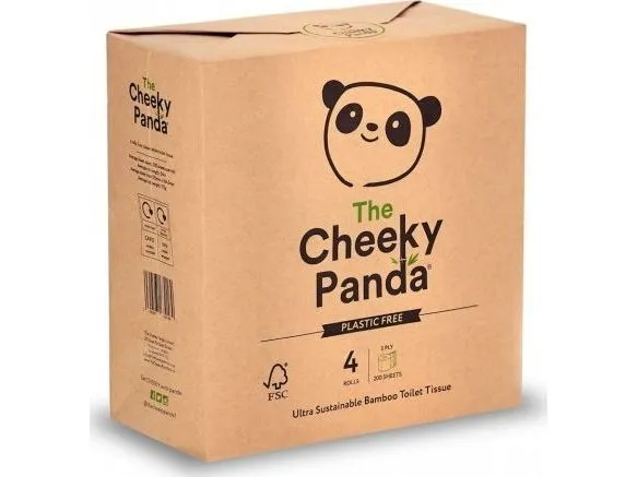 Cheeky Panda toalettpapir, 3-lags, 4 ruller i papiret